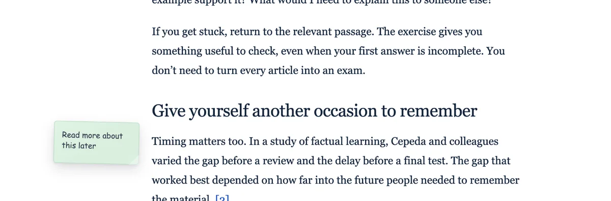 Multiple sticky notes placed around a webpage